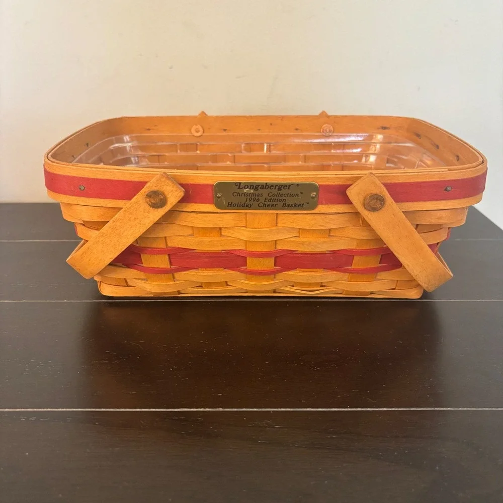 Longaberger 1996 Christmas Collection Holiday Cheer Basket w Liner | Red Trim